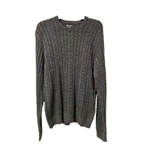Sperry Mens Charcoal Heather Cable Knit Wool Blend Crewneck Sweater SP552 NWT M